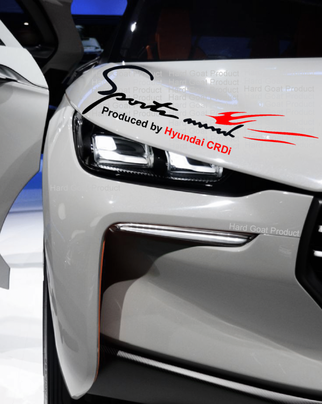 Sports Mind Produced by Hyundai sticker, Hyundai car Sticker, Hyundai Bonnet Sticker, Hyundai Crdi sticker