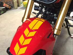 Hard Goat mudguard sticker installed on the side of a Honda Activa 125.