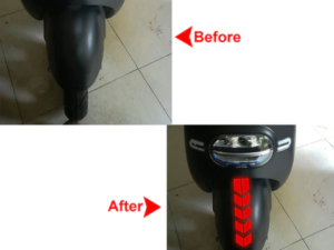 Honda Activa 5G with Hard Goat mudguard sticker in a real-world, lifestyle setting.