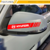 Red Hyundai Creta with Hard Goat side mirror sticker with red stripes, white logo visible