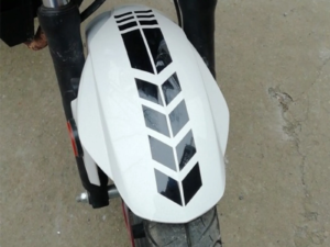 Applying the Black Bike Front Mudguard Sticker - Easy Application and Smooth Results