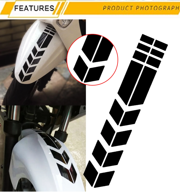 Close-up of Black Bike Front Mudguard Sticker - Durable Material and Matte Finish