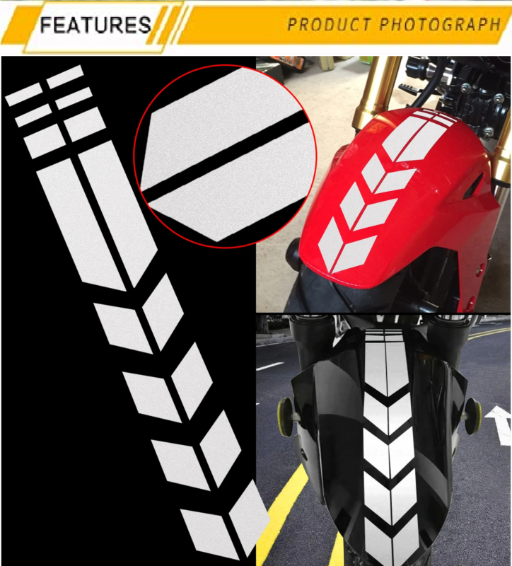 Close-up of White Bike Front Mudguard Sticker - Durable Material and Finish