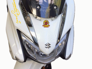 Close-Up of the High-Quality Vinyl Material of the Yellow Burgman Modified Sticker.