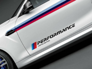 M Performance Limited Edition side door sticker on white BMW car