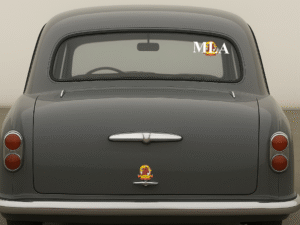 Premium MLA car sticker with long-lasting adhesive showcased on car side glass.