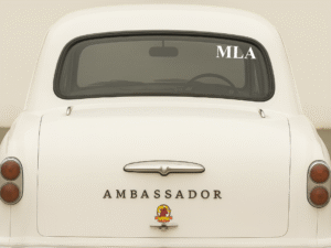 Close-up of MLA logo for car made from Hard Goat durable, scratch-resistant material.